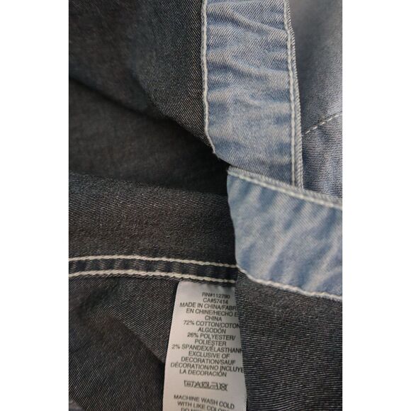 True Religion 207151R Women’s Sz M Blue Western Button-Up L/S Denim Shirt - Picture 9 of 11